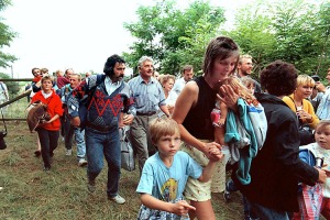 19th August 1989: 600 East Germans cross the border from Hungary into Austria at the Pan-European Picnic. 