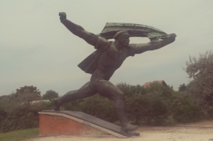 One of the largest statues on display at Memento Park.
